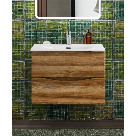 Тумба с раковиной подвесная BelBagno MARINO-CER-N-700-2C-SO-RR-P Rovere Rustico, раковина белая BB-8099-70 Тумба с раковиной подвесная BelBagno MARINO-CER-N-700-2C-SO-RR-P Rovere Rustico, раковина белая BB-8099-70