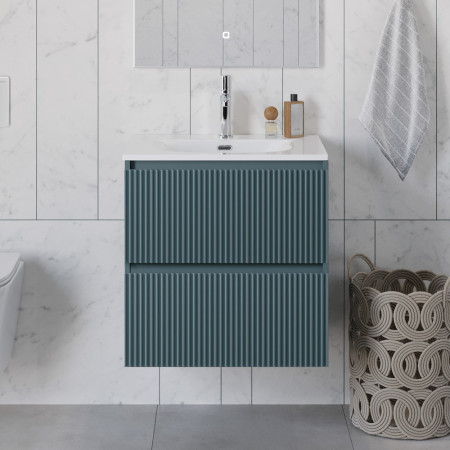 Тумба с раковиной подвесная BelBagno UNO-600-2C-SO-AO Голубой матовый, раковина белая BB-8099-60 Тумба с раковиной подвесная BelBagno UNO-600-2C-SO-AO Голубой матовый, раковина белая BB-8099-60