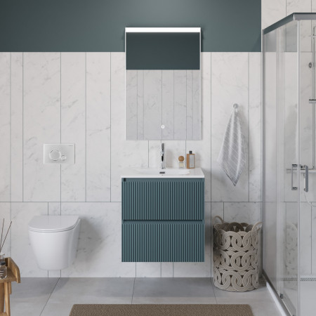 Тумба с раковиной подвесная BelBagno UNO-600-2C-SO-AO Голубой матовый, раковина белая BB-8099-60 Тумба с раковиной подвесная BelBagno UNO-600-2C-SO-AO Голубой матовый, раковина белая BB-8099-60