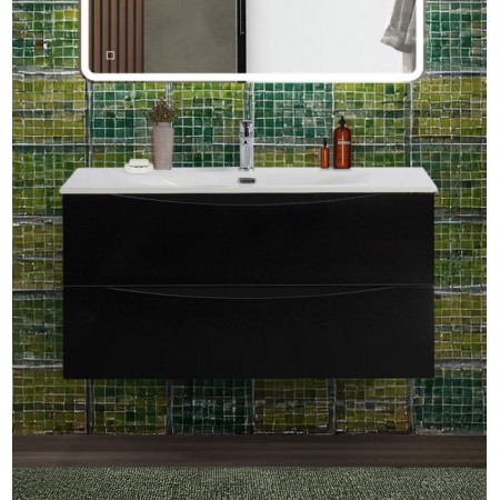 Тумба с раковиной подвесная BelBagno MARINO-CER-N-1000-2C-SO-NL-P Nero Lucido, раковина белая BB-8099-100 Тумба с раковиной подвесная BelBagno MARINO-CER-N-1000-2C-SO-NL-P Nero Lucido, раковина белая BB-8099-100