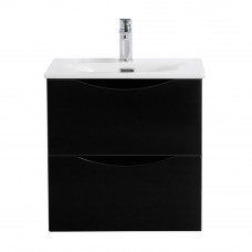 Тумба с раковиной подвесная BelBagno MARINO-CER-MINI-500-2C-SO-NL-P Nero Lucido, раковина белая BB-8099-3-50