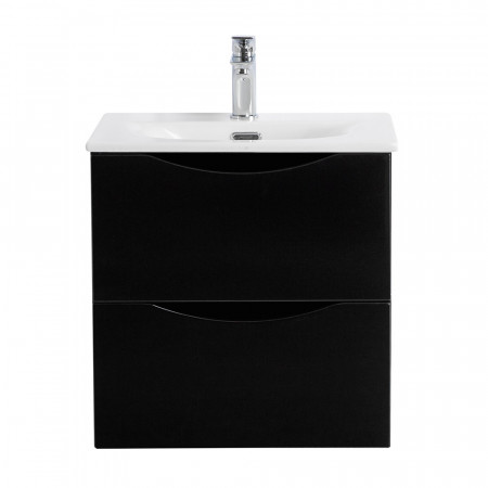 Тумба с раковиной подвесная BelBagno MARINO-CER-MINI-500-2C-SO-NL-P Nero Lucido, раковина белая BB-8099-3-50 Тумба с раковиной подвесная BelBagno MARINO-CER-MINI-500-2C-SO-NL-P Nero Lucido, раковина белая BB-8099-3-50