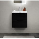 Тумба с раковиной подвесная BelBagno MARINO-CER-MINI-500-2C-SO-NL-P Nero Lucido, раковина белая BB-8099-3-50 Тумба с раковиной подвесная BelBagno MARINO-CER-MINI-500-2C-SO-NL-P Nero Lucido, раковина белая BB-8099-3-50