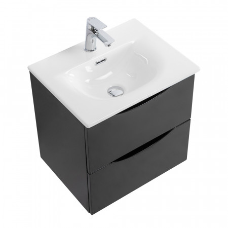 Тумба с раковиной подвесная BelBagno MARINO-CER-MINI-500-2C-SO-NL-P Nero Lucido, раковина белая BB-8099-3-50 Тумба с раковиной подвесная BelBagno MARINO-CER-MINI-500-2C-SO-NL-P Nero Lucido, раковина белая BB-8099-3-50