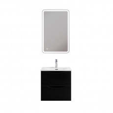 Тумба с раковиной подвесная BelBagno MARINO-CER-MINI-500-2C-SO-NL-P Nero Lucido, раковина белая BB-8099-3-50