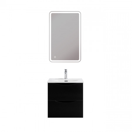 Тумба с раковиной подвесная BelBagno MARINO-CER-MINI-500-2C-SO-NL-P Nero Lucido, раковина белая BB-8099-3-50 Тумба с раковиной подвесная BelBagno MARINO-CER-MINI-500-2C-SO-NL-P Nero Lucido, раковина белая BB-8099-3-50