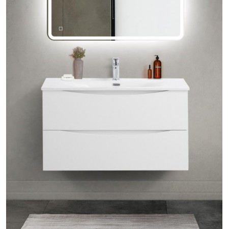 Тумба с раковиной подвесная BelBagno MARINO-CER-MINI-900-2C-SO-BL-P Bianco Lucido, раковина белая BB-8099-3-90 Тумба с раковиной подвесная BelBagno MARINO-CER-MINI-900-2C-SO-BL-P Bianco Lucido, раковина белая BB-8099-3-90