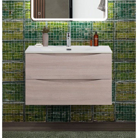 Тумба с раковиной подвесная BelBagno MARINO-CER-N-800-2C-SO-RG-P Rovere Grigio, раковина белая BB-8099-80 Тумба с раковиной подвесная BelBagno MARINO-CER-N-800-2C-SO-RG-P Rovere Grigio, раковина белая BB-8099-80