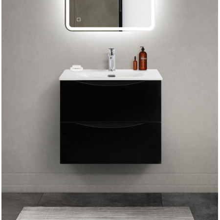 Тумба с раковиной подвесная BelBagno MARINO-CER-MINI-600-2C-SO-NL-P Nero Lucido, раковина белая BB-8099-3-60 Тумба с раковиной подвесная BelBagno MARINO-CER-MINI-600-2C-SO-NL-P Nero Lucido, раковина белая BB-8099-3-60