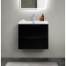 Тумба с раковиной подвесная BelBagno MARINO-CER-MINI-600-2C-SO-NL-P Nero Lucido, раковина белая BB-8099-3-60
