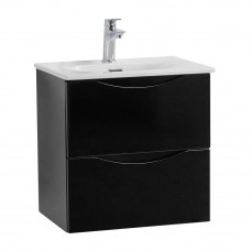 Тумба с раковиной подвесная BelBagno MARINO-CER-MINI-600-2C-SO-NL-P Nero Lucido, раковина белая BB-8099-3-60