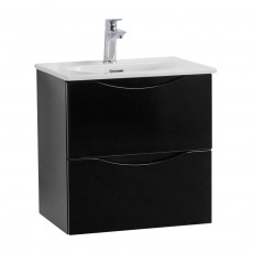 Тумба с раковиной подвесная BelBagno MARINO-CER-MINI-600-2C-SO-NL-P Nero Lucido, раковина белая BB-8099-3-60