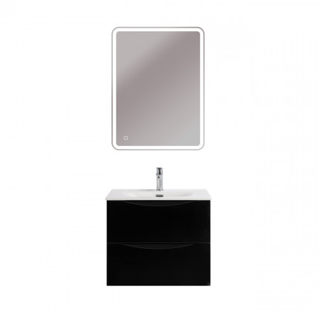 Тумба с раковиной подвесная BelBagno MARINO-CER-MINI-600-2C-SO-NL-P Nero Lucido, раковина белая BB-8099-3-60 Тумба с раковиной подвесная BelBagno MARINO-CER-MINI-600-2C-SO-NL-P Nero Lucido, раковина белая BB-8099-3-60