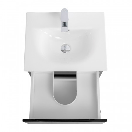 Тумба с раковиной подвесная BelBagno MARINO-CER-MINI-600-2C-SO-NL-P Nero Lucido, раковина белая BB-8099-3-60 Тумба с раковиной подвесная BelBagno MARINO-CER-MINI-600-2C-SO-NL-P Nero Lucido, раковина белая BB-8099-3-60