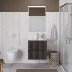 Тумба с раковиной подвесная BelBagno UNO-600-2C-SO-GSO Темно-Серый матовый, раковина белая BB-8099-60