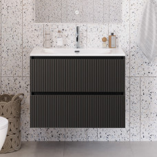Тумба с раковиной подвесная BelBagno UNO-MINI-800-2C-SO-GSO Темно-Серый матовый, раковина белая BB-8099-3-80