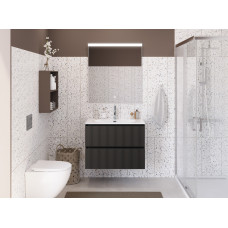 Тумба с раковиной подвесная BelBagno UNO-MINI-800-2C-SO-GSO Темно-Серый матовый, раковина белая BB-8099-3-80