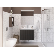 Тумба с раковиной подвесная BelBagno UNO-MINI-800-2C-SO-GSO Темно-Серый матовый, раковина белая BB-8099-3-80