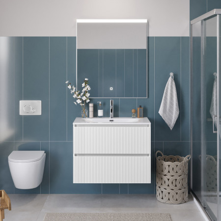 Тумба с раковиной подвесная BelBagno UNO-900-2C-SO-BO Bianco Opaco, раковина белая BB-8099-90 Тумба с раковиной подвесная BelBagno UNO-900-2C-SO-BO Bianco Opaco, раковина белая BB-8099-90