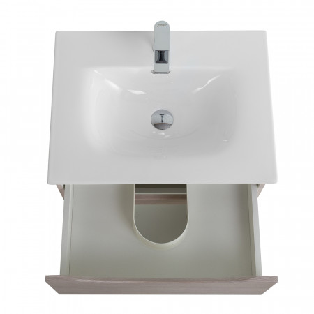 Тумба с раковиной подвесная BelBagno MARINO-CER-N-600-2C-SO-RG-P Rovere Grigio, раковина белая BB-8099-60 Тумба с раковиной подвесная BelBagno MARINO-CER-N-600-2C-SO-RG-P Rovere Grigio, раковина белая BB-8099-60