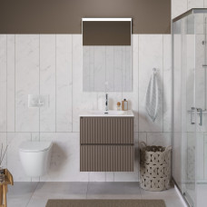 Тумба с раковиной подвесная BelBagno UNO-600-2C-SO-СO Бежевый матовый, раковина белая BB-8099-60