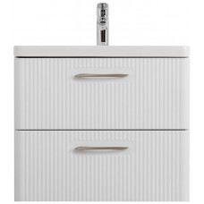 Подвесная тумба с раковиной Belbagno DUE 50 см Белый металлик DUE-500-2C-SO-BM-P + BB-8076-3-50
