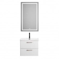 Подвесная тумба с раковиной Belbagno DUE 50 см Белый металлик DUE-500-2C-SO-BM-P + BB-8076-3-50