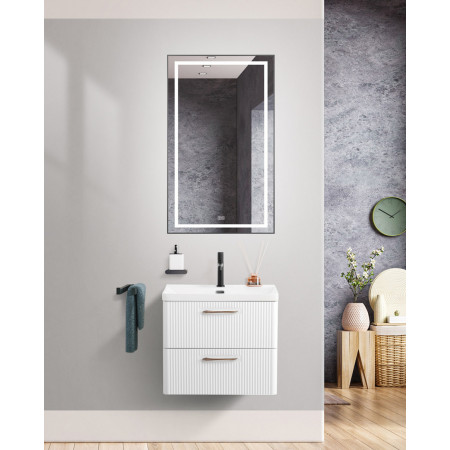 Подвесная тумба с раковиной Belbagno DUE 50 см Белый металлик DUE-500-2C-SO-BM-P + BB-8076-3-50 Подвесная тумба с раковиной Belbagno DUE 50 см Белый металлик DUE-500-2C-SO-BM-P + BB-8076-3-50