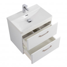Подвесная тумба с раковиной Belbagno DUE 50 см Белый металлик DUE-500-2C-SO-BM-P + BB-8076-3-50