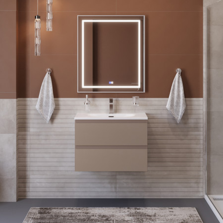 Тумба с раковиной подвесная BelBagno KRAFT-600-2C-SO-CO Бежевый матовый, раковина белая BB-8099-60 Тумба с раковиной подвесная BelBagno KRAFT-600-2C-SO-CO Бежевый матовый, раковина белая BB-8099-60