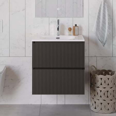 Тумба с раковиной подвесная BelBagno UNO-700-2C-SO-GSO Темно-Серый матовый, раковина белая BB-8099-70 Тумба с раковиной подвесная BelBagno UNO-700-2C-SO-GSO Темно-Серый матовый, раковина белая BB-8099-70