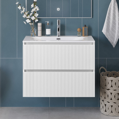 Тумба с раковиной подвесная BelBagno UNO-800-2C-SO-BO Bianco Opaco, раковина белая BB-8099-80 Тумба с раковиной подвесная BelBagno UNO-800-2C-SO-BO Bianco Opaco, раковина белая BB-8099-80