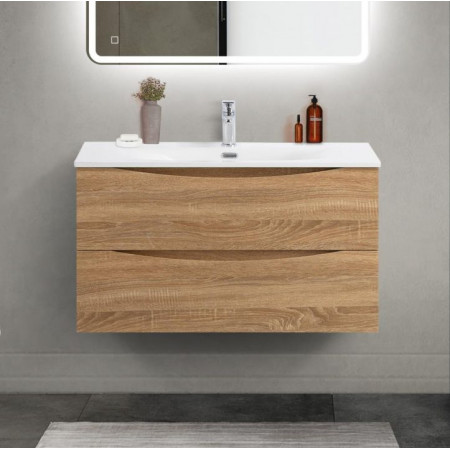 Тумба с раковиной подвесная BelBagno MARINO-CER-MINI-900-2C-SO-WO-P Rovere Bianco, раковина белая BB-8099-3-90 Тумба с раковиной подвесная BelBagno MARINO-CER-MINI-900-2C-SO-WO-P Rovere Bianco, раковина белая BB-8099-3-90