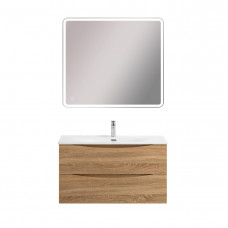 Тумба с раковиной подвесная BelBagno MARINO-CER-MINI-900-2C-SO-WO-P Rovere Bianco, раковина белая BB-8099-3-90