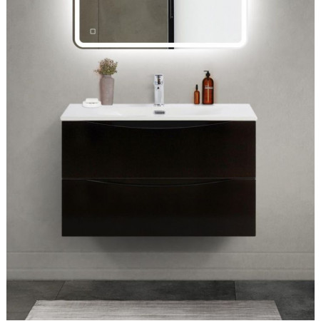 Тумба с раковиной подвесная BelBagno MARINO-CER-MINI-800-2C-SO-NL-P Nero Lucido, раковина белая BB-8099-3-80 Тумба с раковиной подвесная BelBagno MARINO-CER-MINI-800-2C-SO-NL-P Nero Lucido, раковина белая BB-8099-3-80
