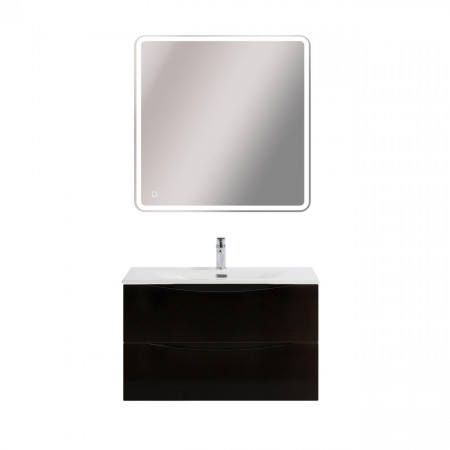 Тумба с раковиной подвесная BelBagno MARINO-CER-MINI-800-2C-SO-NL-P Nero Lucido, раковина белая BB-8099-3-80 Тумба с раковиной подвесная BelBagno MARINO-CER-MINI-800-2C-SO-NL-P Nero Lucido, раковина белая BB-8099-3-80