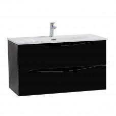 Тумба с раковиной подвесная BelBagno MARINO-CER-MINI-800-2C-SO-NL-P Nero Lucido, раковина белая BB-8099-3-80