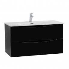 Тумба с раковиной подвесная BelBagno MARINO-CER-MINI-800-2C-SO-NL-P Nero Lucido, раковина белая BB-8099-3-80