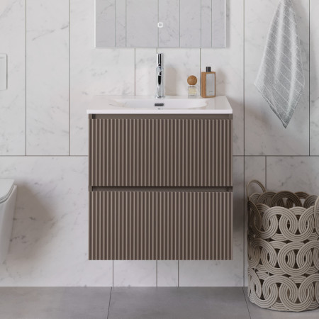 Тумба с раковиной подвесная BelBagno UNO-700-2C-SO-СO Бежевый матовый, раковина белая BB-8099-70 Тумба с раковиной подвесная BelBagno UNO-700-2C-SO-СO Бежевый матовый, раковина белая BB-8099-70