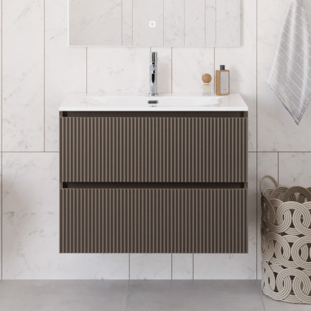 Тумба с раковиной подвесная BelBagno UNO-800-2C-SO-СO Бежевый матовый, раковина белая BB-8099-80 Тумба с раковиной подвесная BelBagno UNO-800-2C-SO-СO Бежевый матовый, раковина белая BB-8099-80