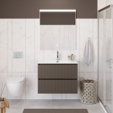 Тумба с раковиной подвесная BelBagno UNO-800-2C-SO-СO Бежевый матовый, раковина белая BB-8099-80