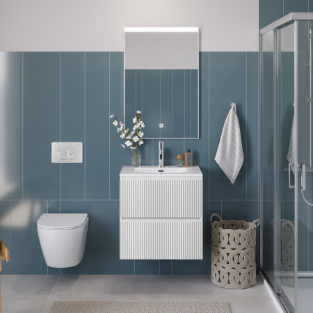Тумба с раковиной подвесная BelBagno UNO-700-2C-SO-BO Bianco Opaco, раковина белая BB-8099-70 Тумба с раковиной подвесная BelBagno UNO-700-2C-SO-BO Bianco Opaco, раковина белая BB-8099-70