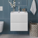Тумба с раковиной подвесная BelBagno UNO-600-2C-SO-BO Bianco Opaco, раковина белая BB-8099-60 Тумба с раковиной подвесная BelBagno UNO-600-2C-SO-BO Bianco Opaco, раковина белая BB-8099-60