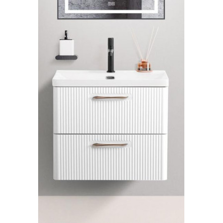 Подвесная тумба с раковиной Belbagno DUE 60 см., Bianco Lucido, DUE-600-2C-SO-BL-P + BB-8076-3-60 Подвесная тумба с раковиной Belbagno DUE 60 см., Bianco Lucido, DUE-600-2C-SO-BL-P + BB-8076-3-60