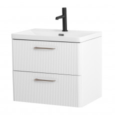 Подвесная тумба с раковиной Belbagno DUE 60 см., Bianco Lucido, DUE-600-2C-SO-BL-P + BB-8076-3-60