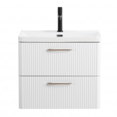 Подвесная тумба с раковиной Belbagno DUE 60 см., Bianco Lucido, DUE-600-2C-SO-BL-P + BB-8076-3-60