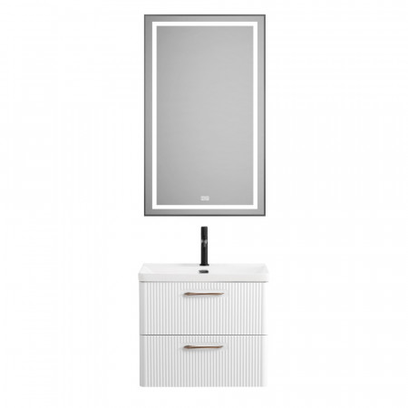 Подвесная тумба с раковиной Belbagno DUE 60 см Белый металлик DUE-600-2C-SO-BM-P + BB-8076-3-60 Подвесная тумба с раковиной Belbagno DUE 60 см Белый металлик DUE-600-2C-SO-BM-P + BB-8076-3-60