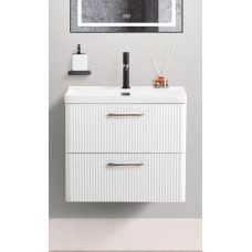 Подвесная тумба с раковиной Belbagno DUE 60 см Белый металлик DUE-600-2C-SO-BM-P + BB-8076-3-60