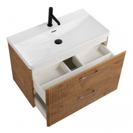 Подвесная тумба с раковиной Belbagno DUE, 80 см Rovere Nature DUE-800-2C-SO-RN-P + BB-8076-3-80 Подвесная тумба с раковиной Belbagno DUE, 80 см Rovere Nature DUE-800-2C-SO-RN-P + BB-8076-3-80
