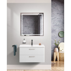 Подвесная тумба с раковиной Belbagno DUE, 80 см Белый металлик DUE-800-2C-SO-BM-P + BB-8076-3-80